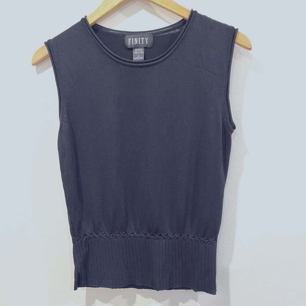 Finity Black Knit Sleeveless Top Size L